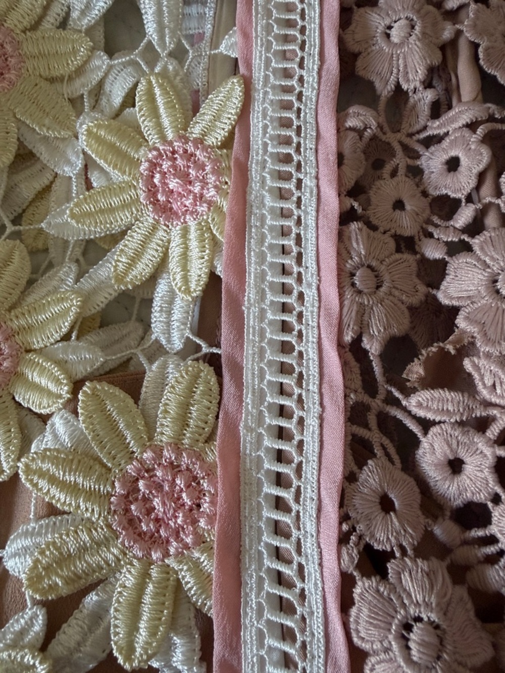 Self-Portrait Dusty Rose Lace Dress with Yellow & Pink Floral Appliqué - Picture 7 of 12